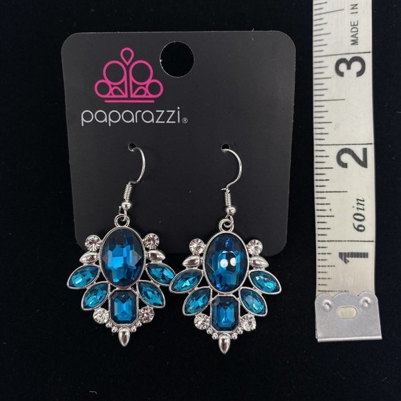 Paparazzi Fashion Jewelry Glitzy Go-Getter Blue Hook Earrings - Picture 3 of 3
